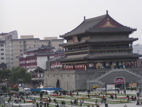 The Drum Tower seen from the Bell Tower, Xi&rsquo;an