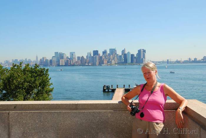 Margaret on Liberty Island